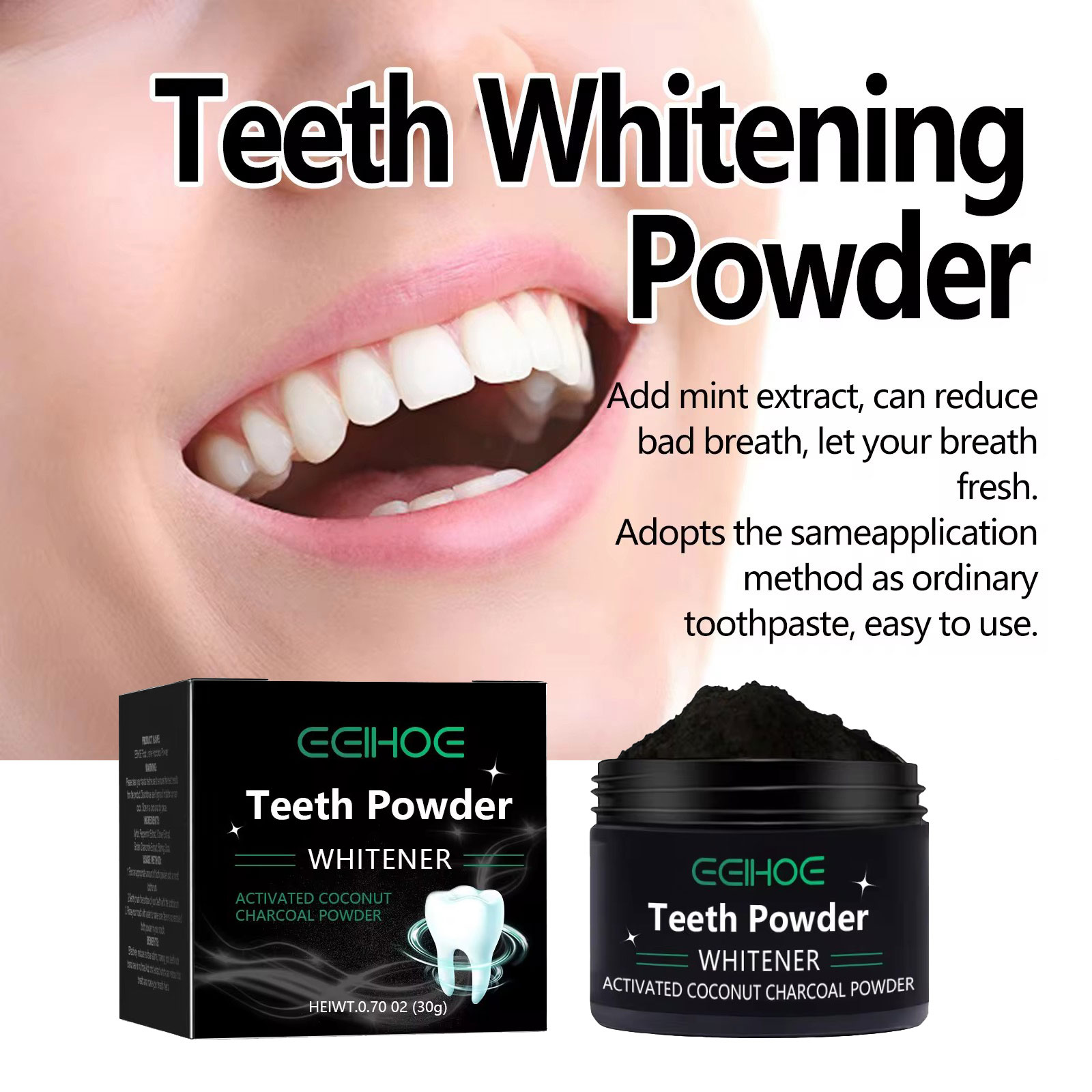 EELHOE Charcoal Powder for Tee - Teeth Whitening Charcoal recension och pris