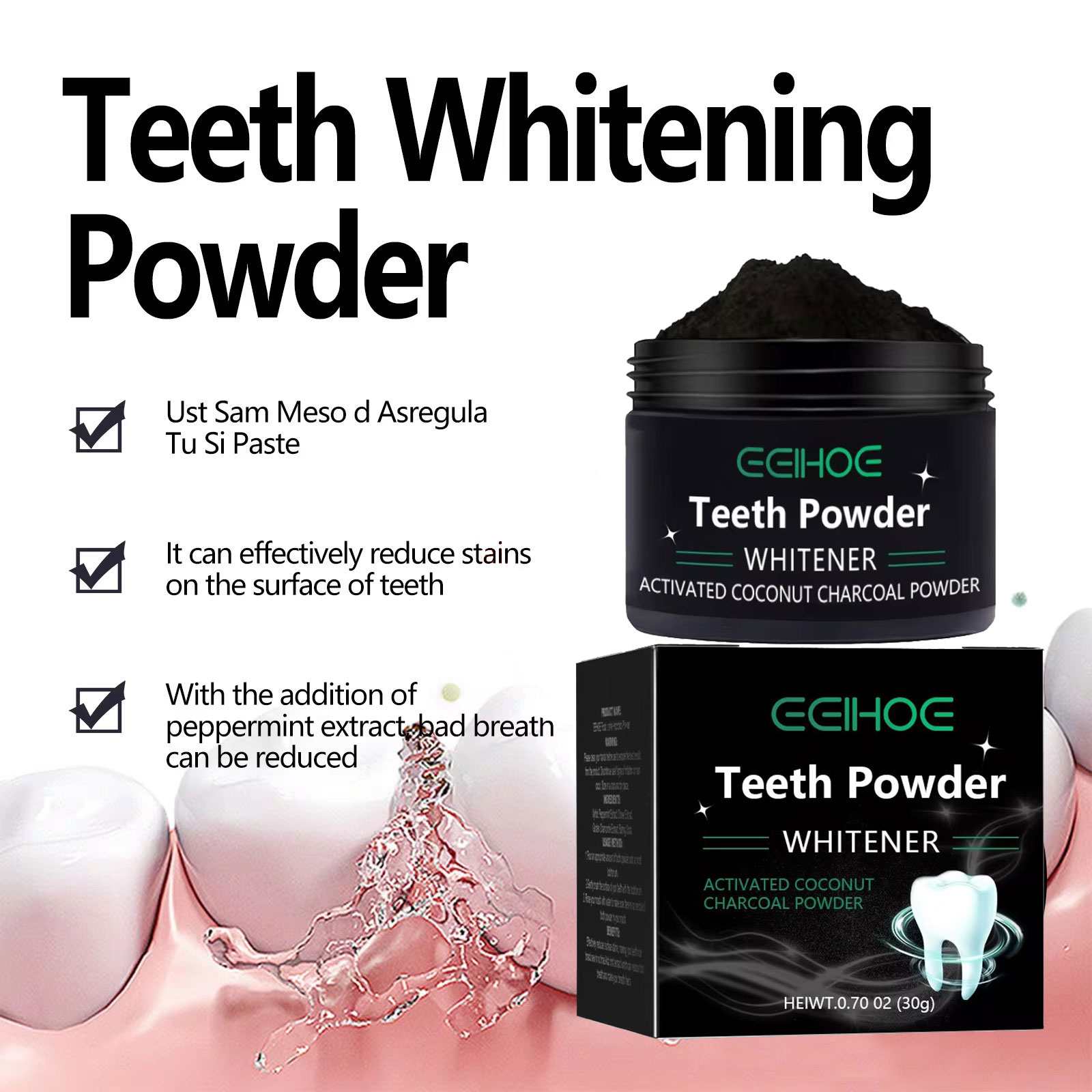 EELHOE Charcoal Powder for Tee - Teeth Whitening Charcoal recension och pris