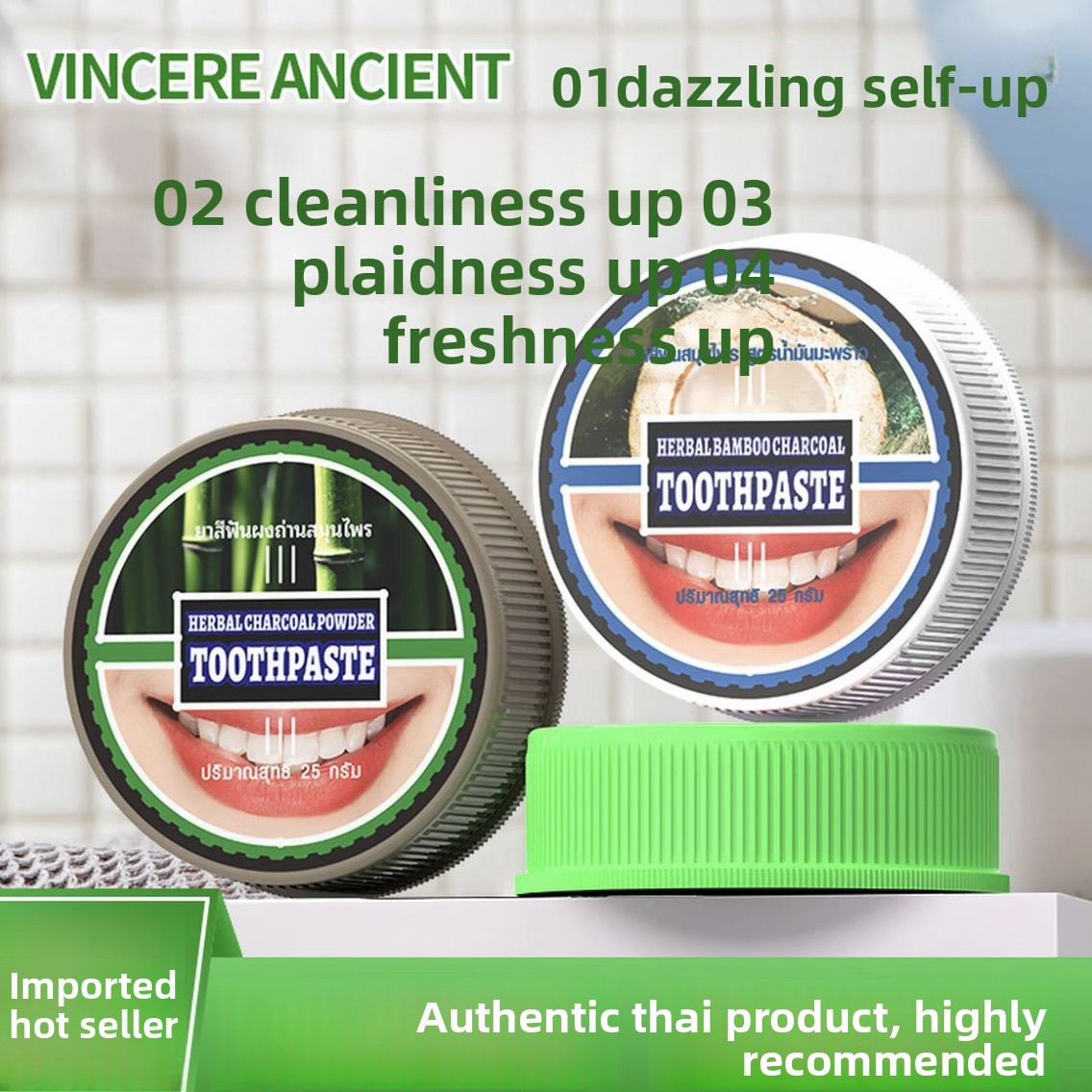 Natural Thai VINCERE Tooth Pow - Teeth Whitening Charcoal recension och pris