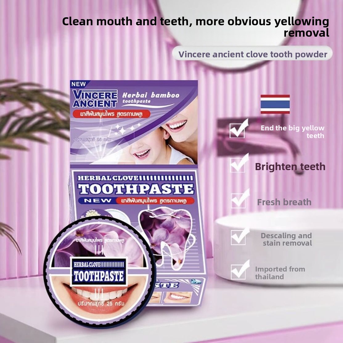 Natural Thai VINCERE Tooth Pow - Teeth Whitening Charcoal recension och pris